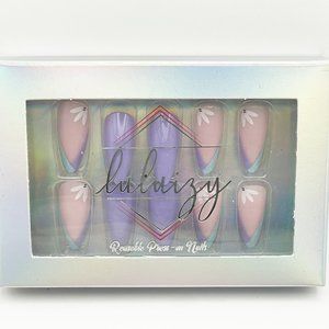 Press On Nails Long Almond Reusable Nail Tips Kit
